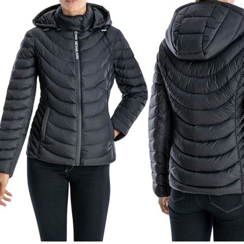 michael kors contrast packable hooded down jacket|Michael Kors packable down fill.